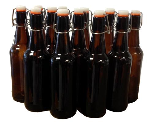 750ml Amber Flip Top Glass Beer Bottle - Ctn 12
